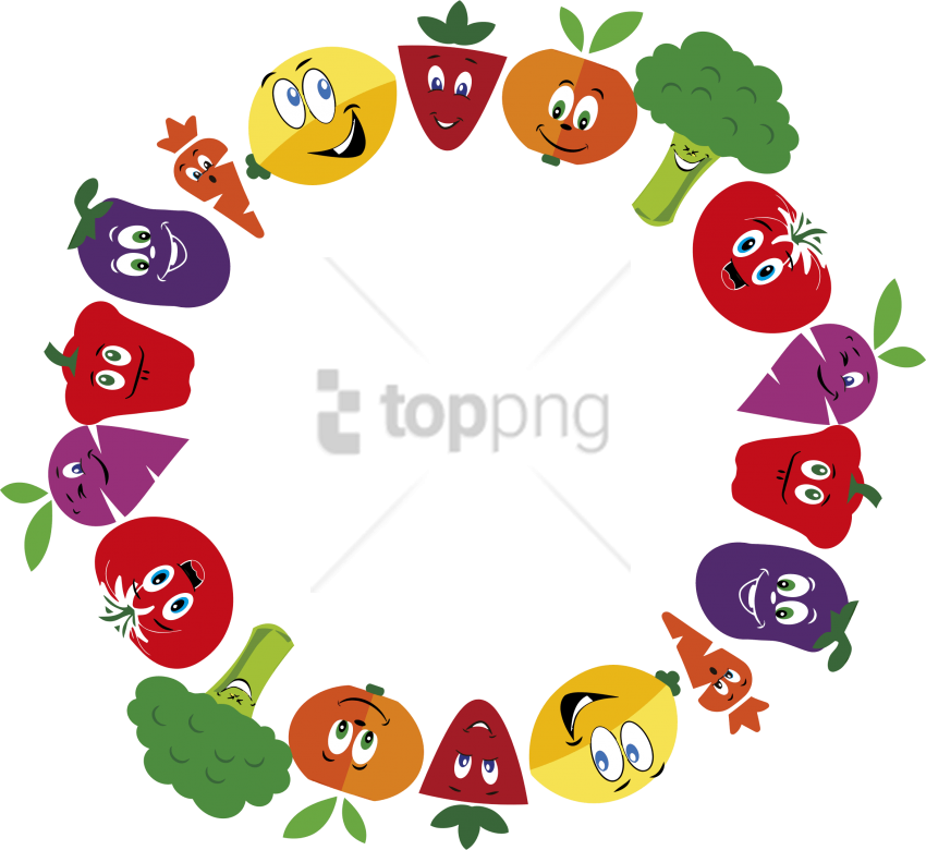 Free Png Vegetables And Fruits Frame Png Image With - Fruit And Vegetables Clipart (850x780), Png Download