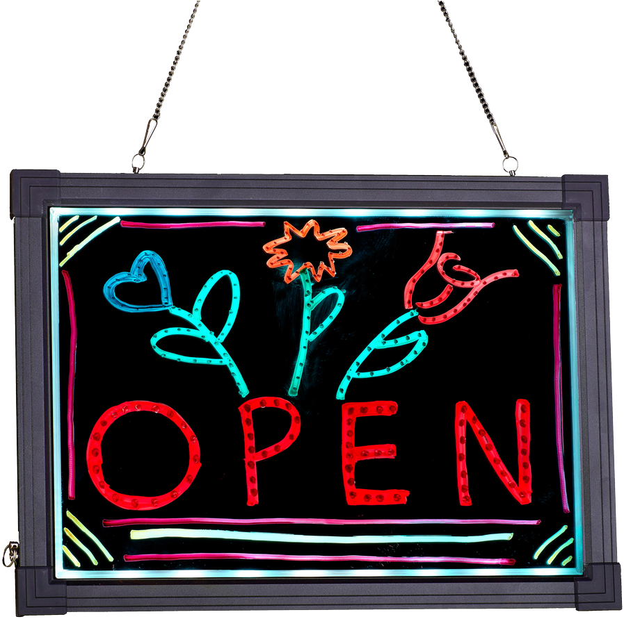 Alpine Aluminum Led Hanging Writing Memo Board Business - Neon Sign (1184x960), Png Download
