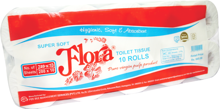 Flora Toilet Tissue Rolls 10 Pack - Facial Tissue (750x750), Png Download