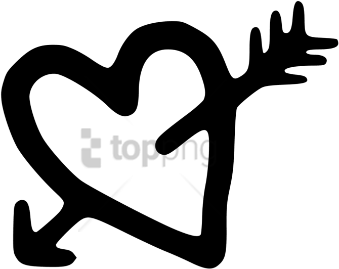 Free Png Download Heart And Arrow Drawing Png Images - Heart Arrow Clipart Black And White (850x638), Png Download