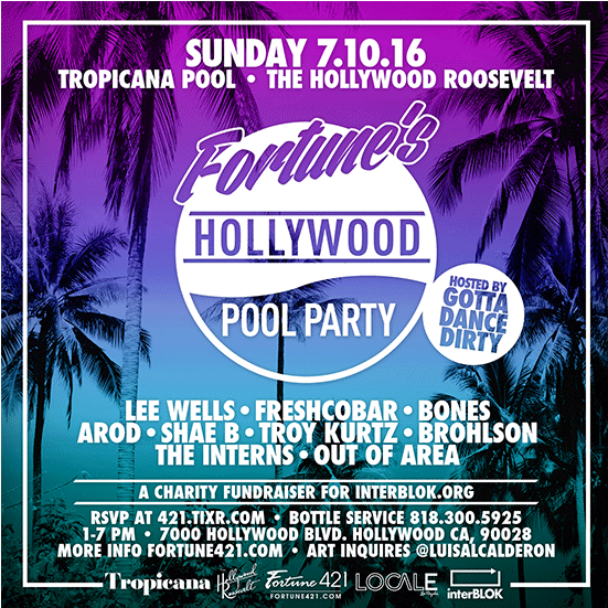 Fortune's Hollywood Pool Party Tickets At The Tropicana - Flyer (550x770), Png Download