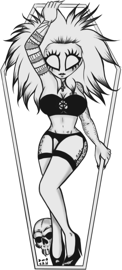 Sexy Pin Up Girl Sketches - Cartoon (746x1072), Png Download