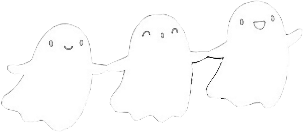 #halloween #ghost #ghosts #cute #kawaii #three #holdinghands - Moving Halloween Wallpaper Kawaii (1024x448), Png Download