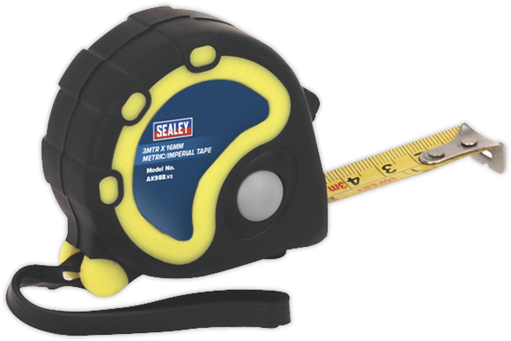 Ak988 Sealey Rubber Measuring Tape 3mtr X 16mm Metric/imperial - 7.5 Mtr Measuring Meter (1200x1200), Png Download