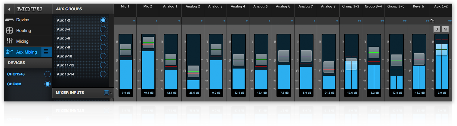 Aux Bus Mixing - Motu 1248 Mixer (1532x431), Png Download