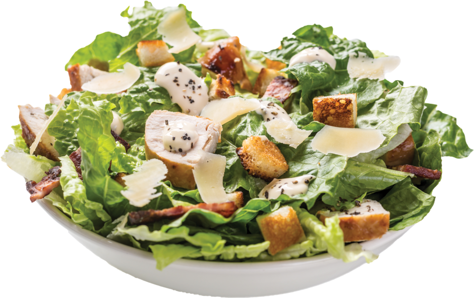 Mexican Food Png - Chicken Caesar Salad White Bowl (1000x628), Png Download