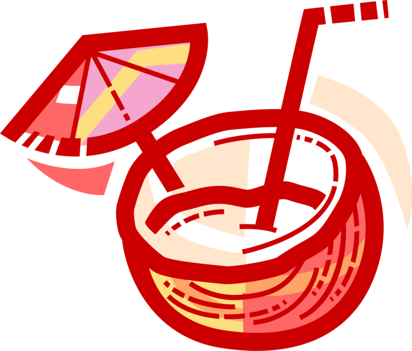 Vector Illustration Of Pina Colada Rum Cocktail Alcohol (823x700), Png Download