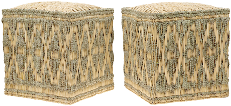 Wicker Stools, Set Of Two - Ottoman (800x551), Png Download