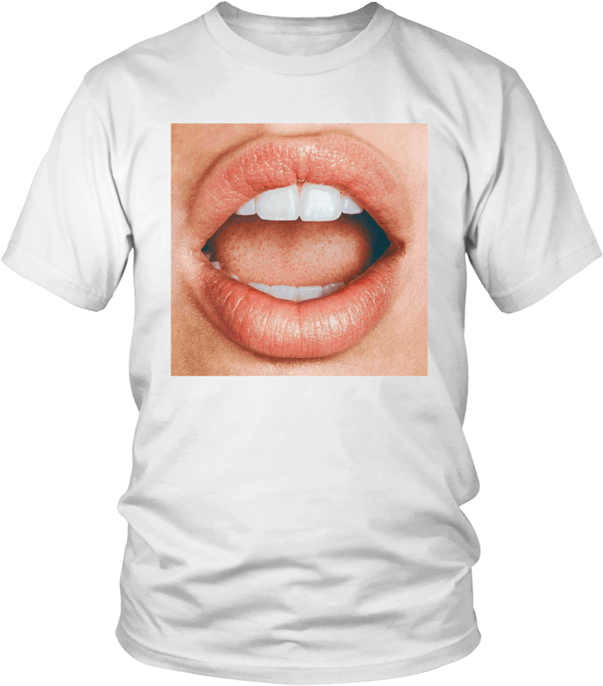 Woman's Open Mouth Sexy T-shirt - Shirt (1000x1000), Png Download