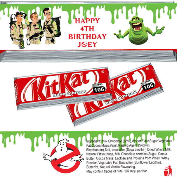 Ghostbusters Kitkat Wrappers - Baby Shark Chocolate Labels (606x606), Png Download