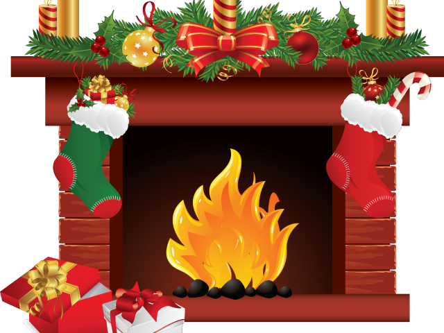Merry Christmas Clipart Fireplace - Christmas Fireplace Clipart (640x480), Png Download