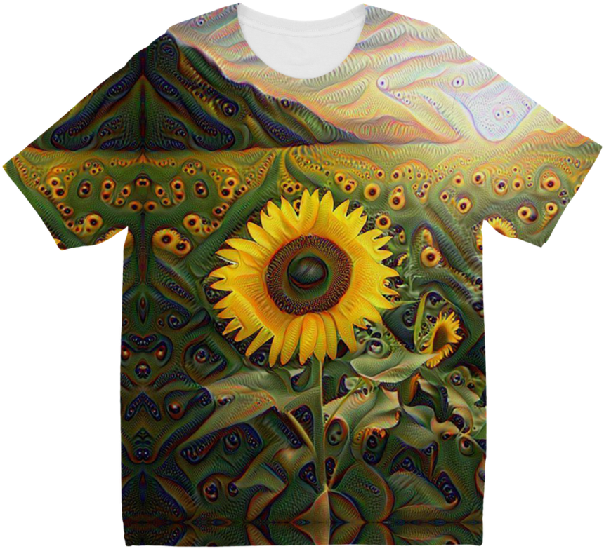 Psychedelic Trippy Sunflower Kids All Over T Shirt - Sunflower Trippy (900x900), Png Download