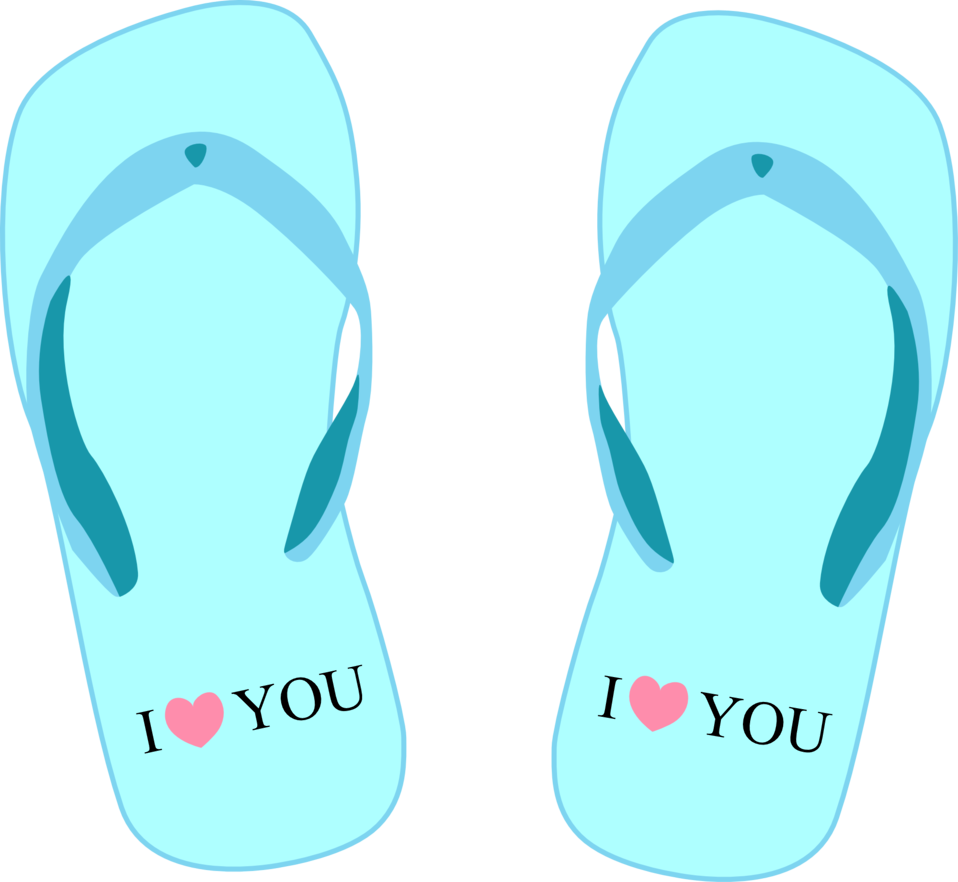 Thong Light Blue With "i Love - Tsinelas Clip Art (958x882), Png Download