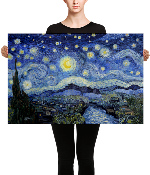 Starry Night Painting Backgrounds (600x600), Png Download