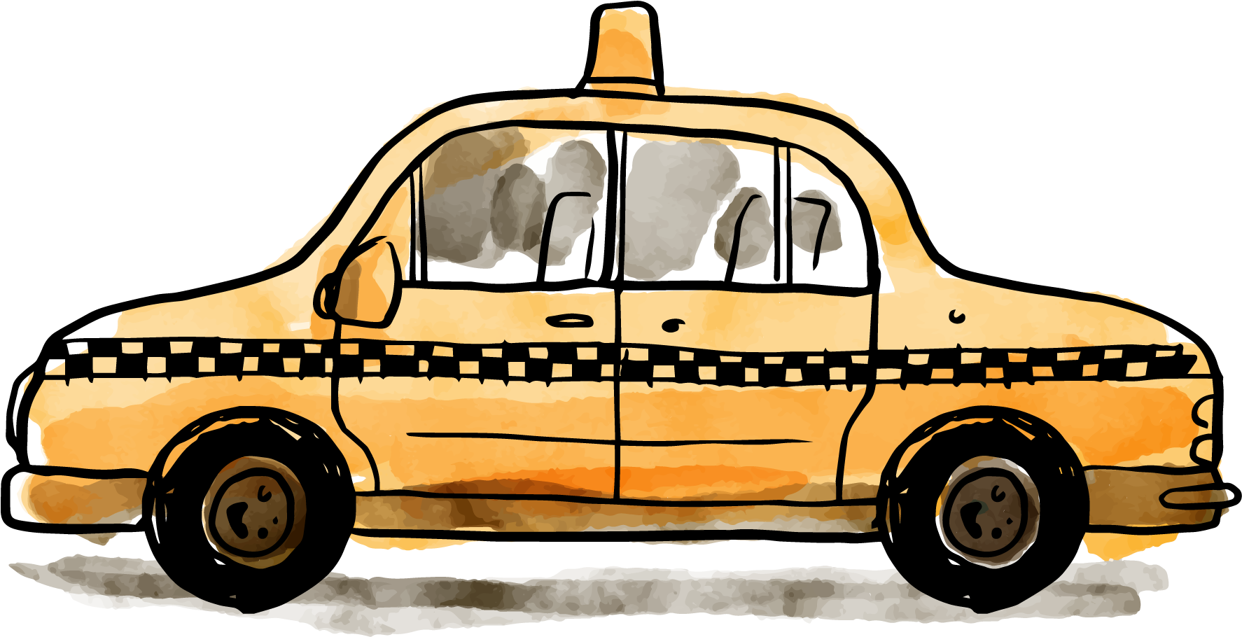 Svg Freeuse Library Statue Of Liberty Taxicabs City - Taxi New York Watercolor (2256x1079), Png Download