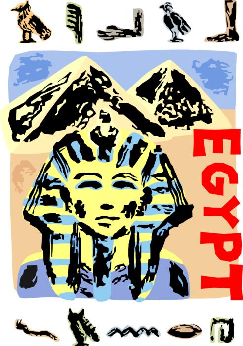 Vector Illustration Of Ancient Egyptian Great Sphinx - Poster (492x700), Png Download
