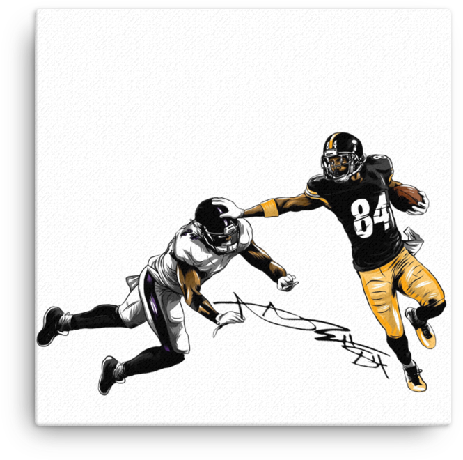 Boomin Past Defense Antonio Brown Steelers Canvas - Player (1000x1000), Png Download