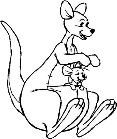 Drawn Kangaroo Kanga - Winnie The Pooh Kanga And Roo Coloring Pages (722x773), Png Download