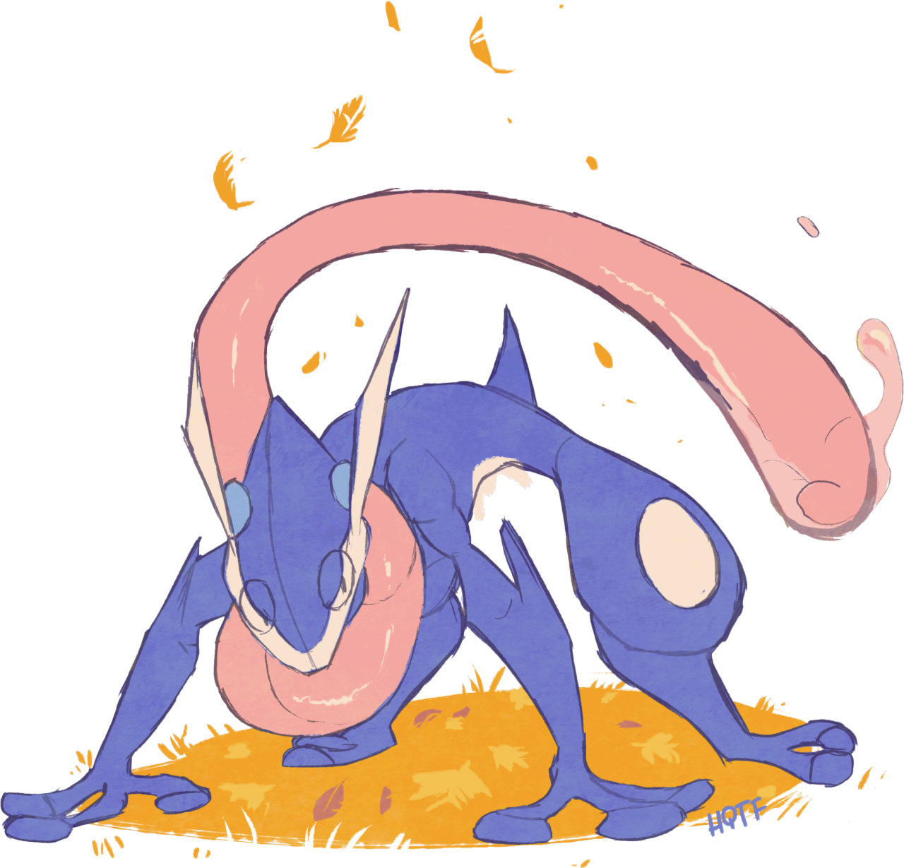The Tank, The Ninja (greninja) And The Wizard (delphox) - Cartoon (1280x1229), Png Download