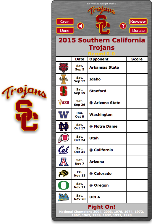 Free 2015 Usc Trojans Football Schedule Widget For - Usc Football Schedule 2018 (514x760), Png Download