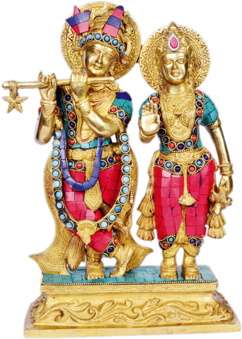 Radhakrishna Turquoise Stone 12"inches - Statue (600x800), Png Download