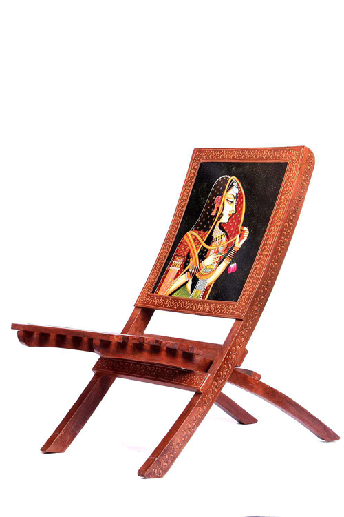 Wooden Painted Folding Chair - Chair (500x750), Png Download