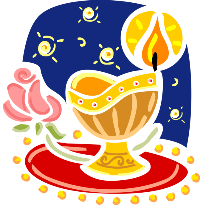 Vector Illustration Of Hindu Diwali Festival Of Lights (681x700), Png Download