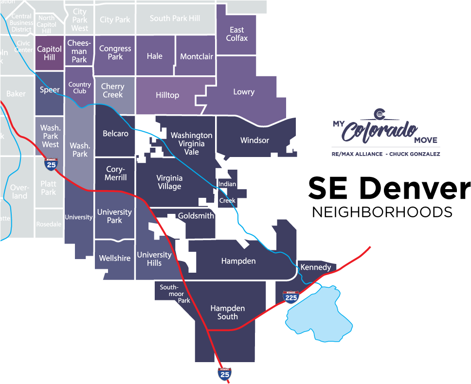 Cory Merrill Southeast Denver Map - Diagram (1000x863), Png Download