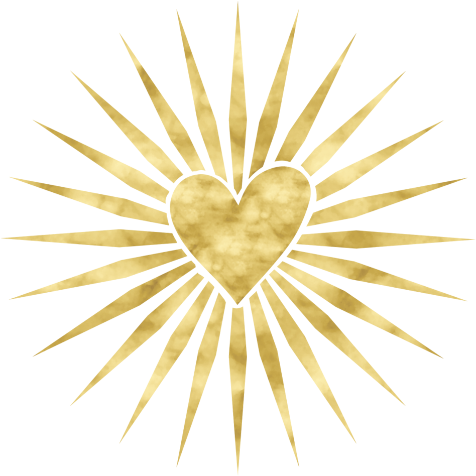 Heart-rays - Golden Flower Sun Clipart (1000x1000), Png Download