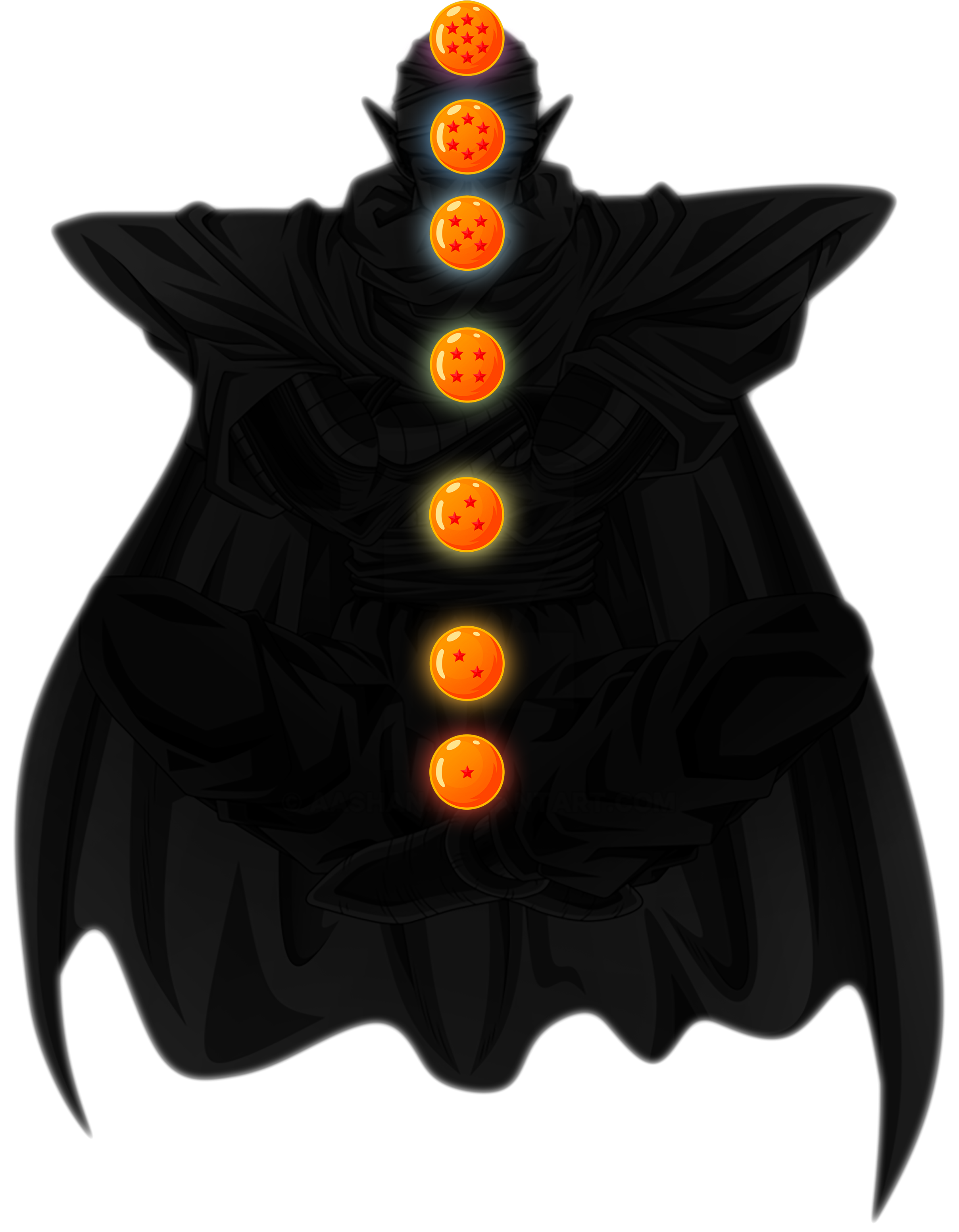 Piccolo Meditation Artwork With The 7 Dragonballs As - Emblem (2481x3141), Png Download