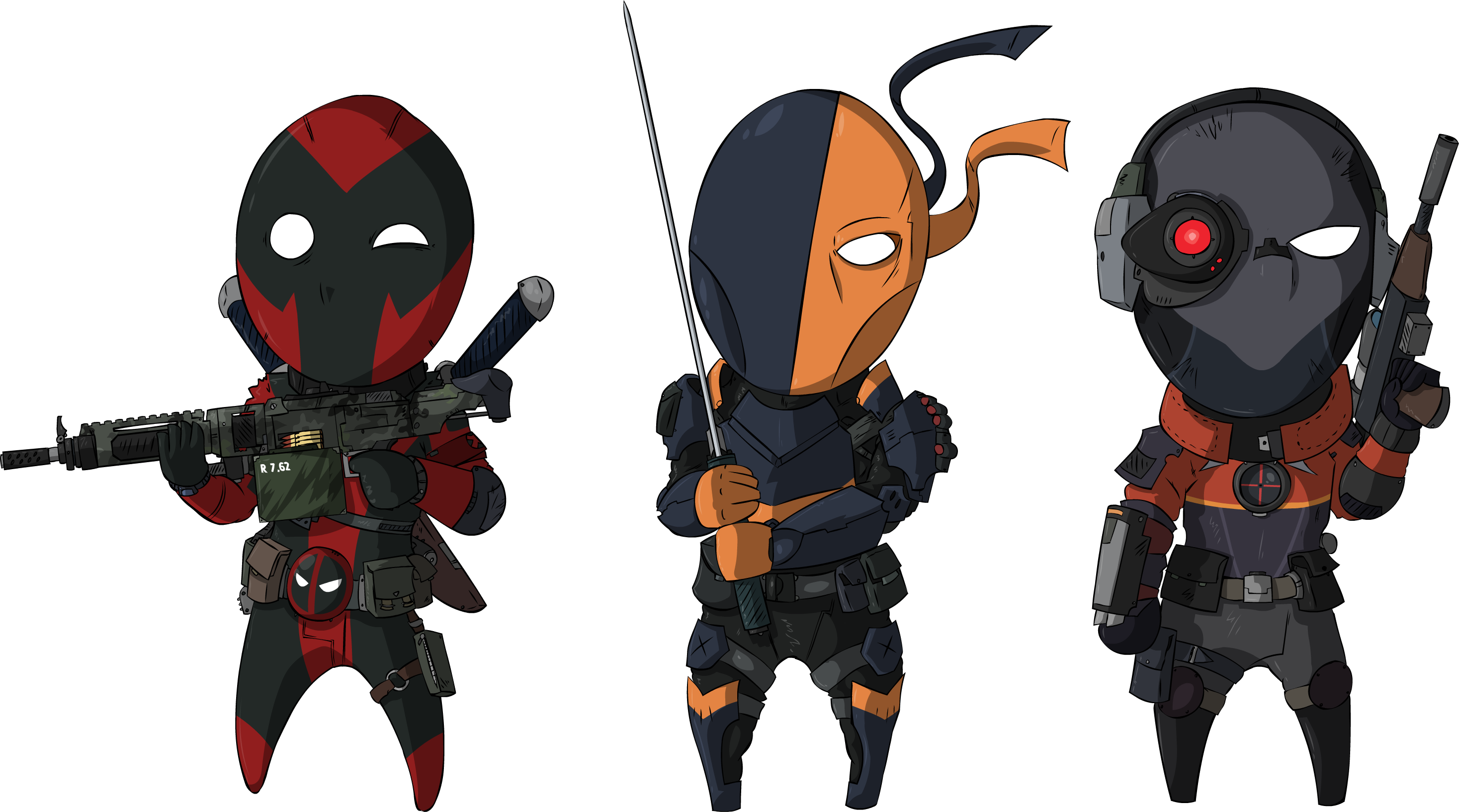 Marvel Dc Deathstroke Vs Deadpool Vs Deadshot - Deadpool Death Stroke And Deadshot (2935x1634), Png Download