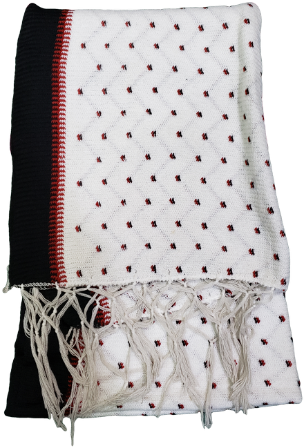 White Shawl With Red Dot Patterns - Wool (604x806), Png Download