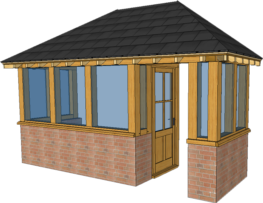M4 Fully Enclosed Oak Porch With Fully Hipped Roof - Hip Roof (930x721), Png Download