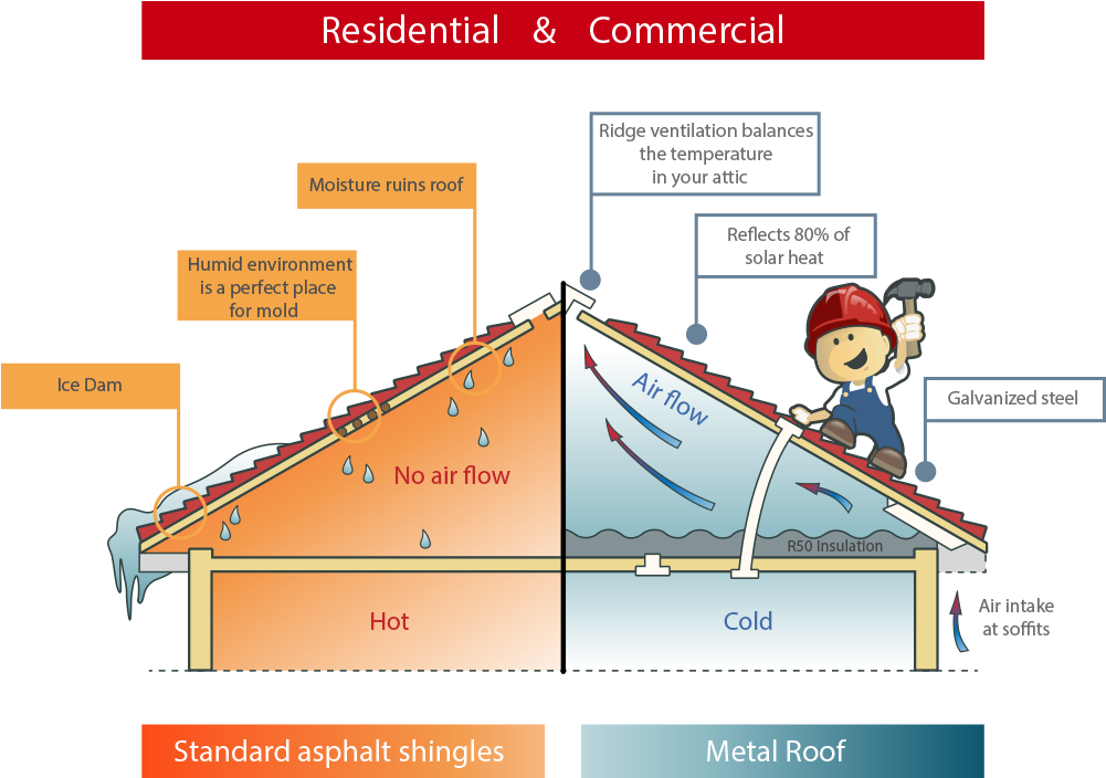 Why Choose Metal Roofing - Diagram (1000x720), Png Download