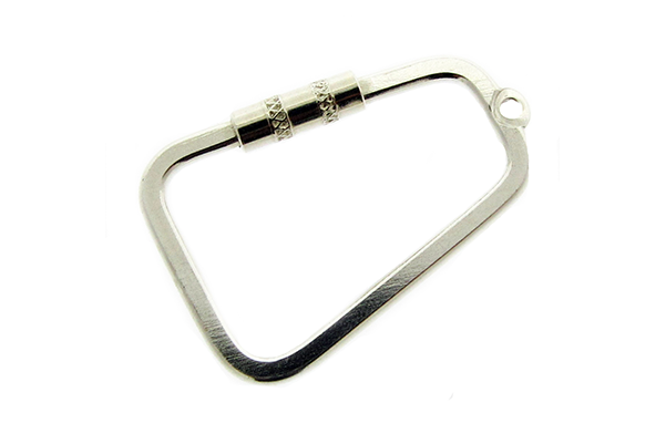 Silver 935 Rounded Square Carabiner Key Ring With Screw - Strap (600x600), Png Download
