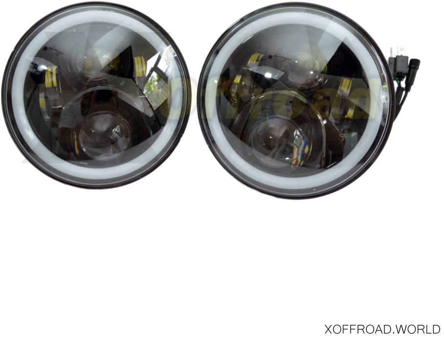 7 "led Spotlight Kit, Halo Effect, Turn Signal, Jeep - Headlamp (1000x1000), Png Download