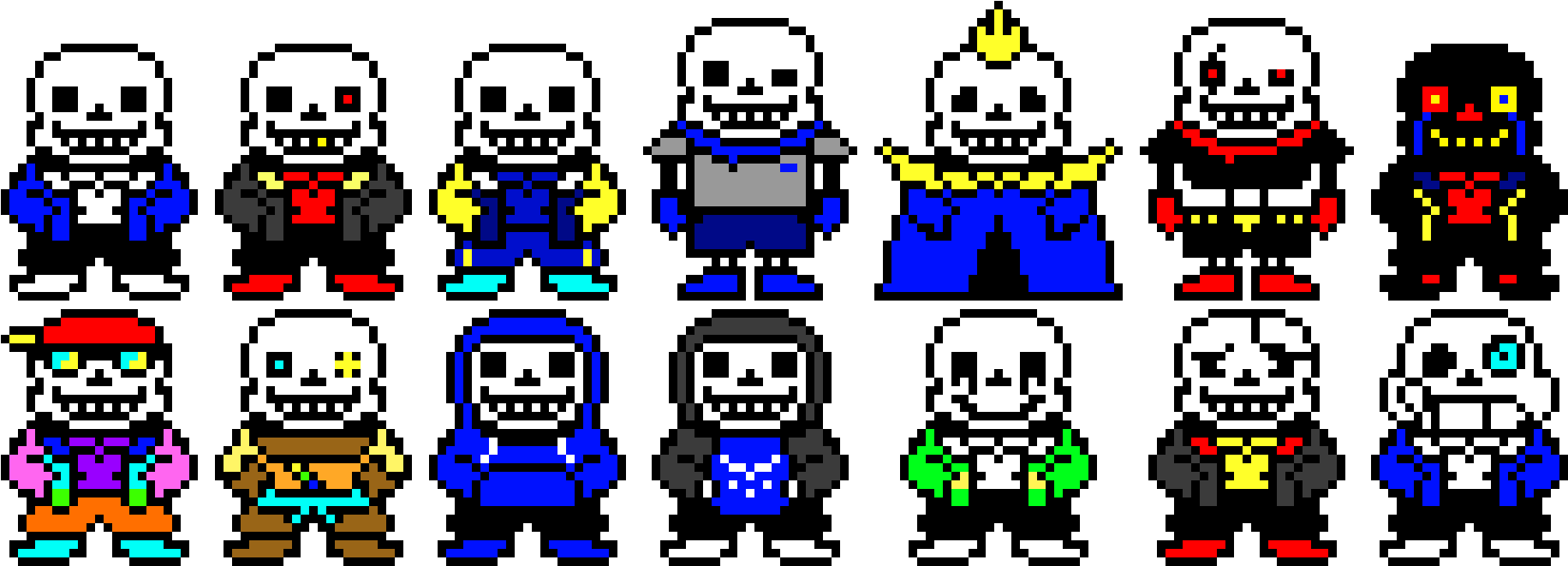 Sans In Different Aus - Sans Aus Pixel Art (1920x670), Png Download