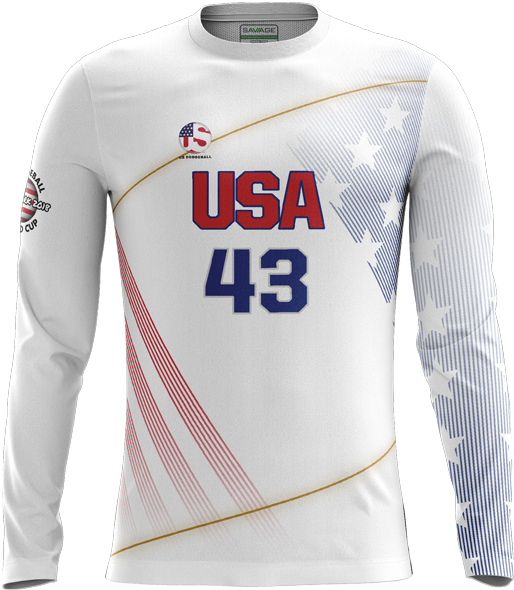 Us Dodgeball Light Ls Jersey - Long-sleeved T-shirt (800x800), Png Download