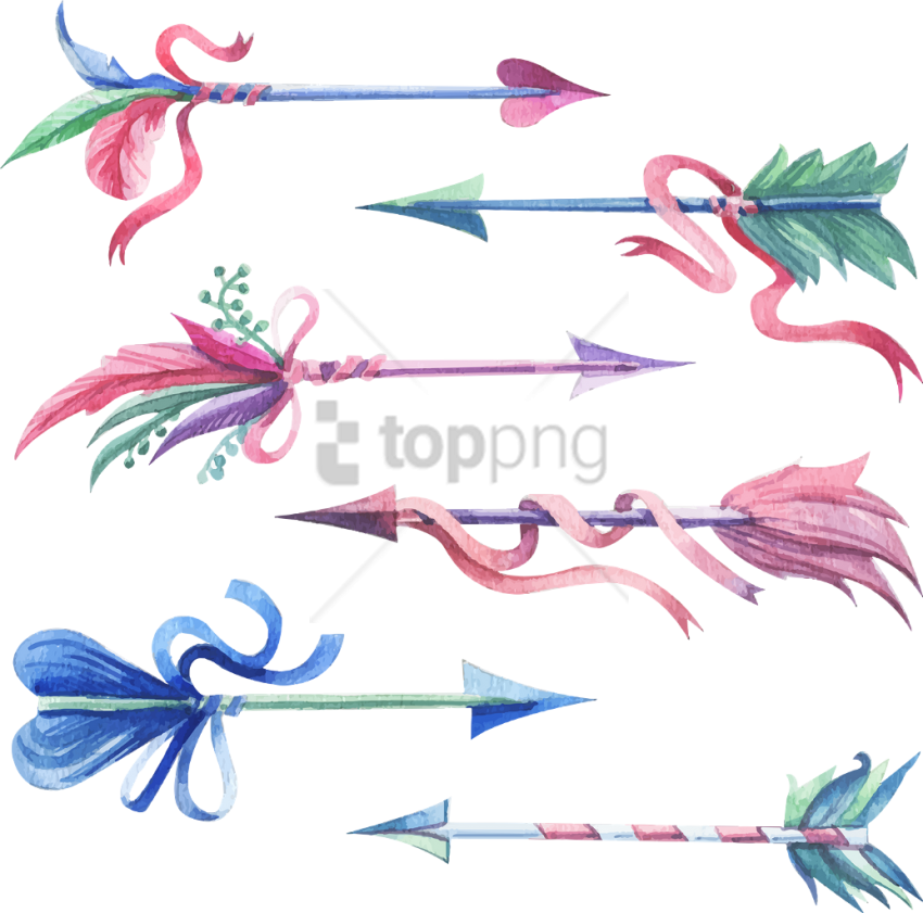 Free Png Download Blue Watercolor Arrow Png Images - Feather Arrow Watercolor Png (850x841), Png Download