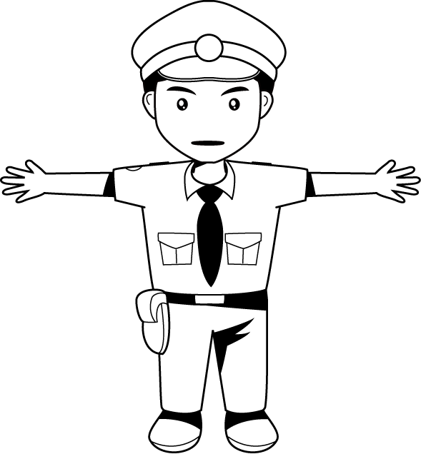 Picture - Police Officer Clip Art Black And White (589x636), Png Download