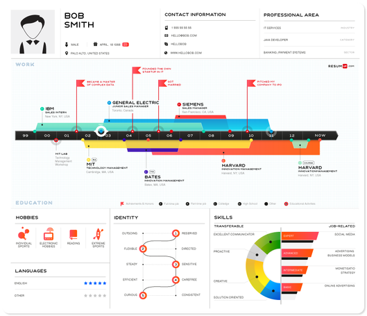 Resume Templates For Visual - Infographic Word Resume Template Png (780x468), Png Download