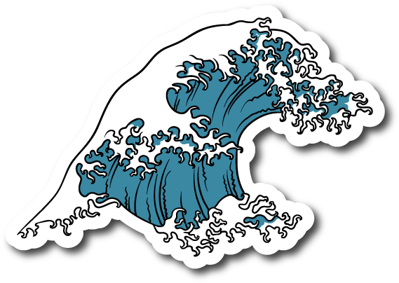 Japense Tsunami Wave Symbol Vinyl Sticker - Japanese Wave Sticker (600x600), Png Download