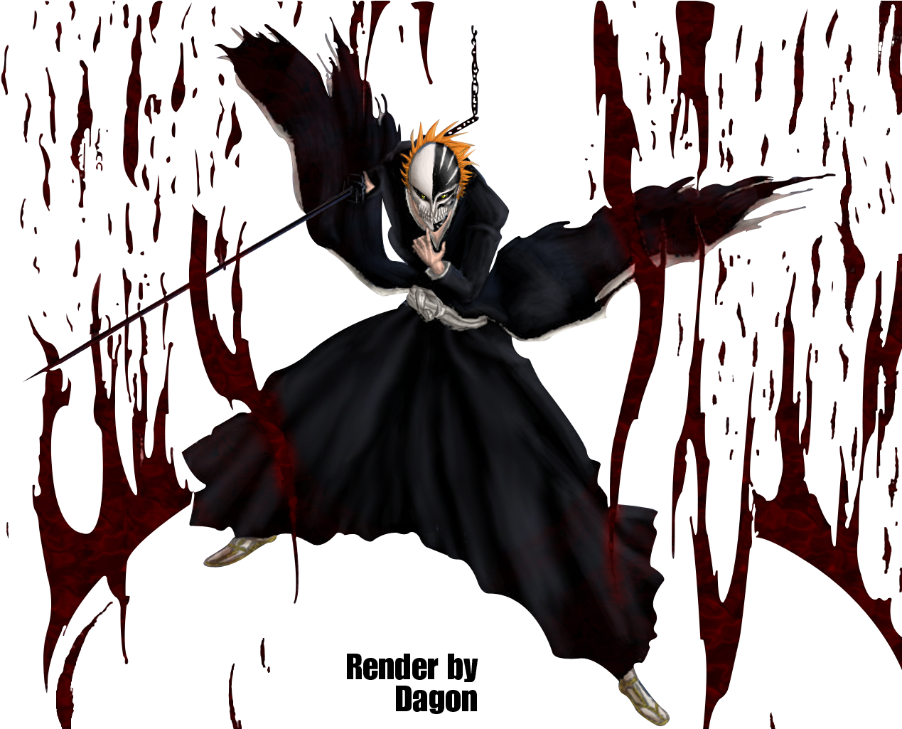 Render Ichigo Bankai Vizard - Bleach Ichigo Vizard Bankai (1280x1024), Png Download