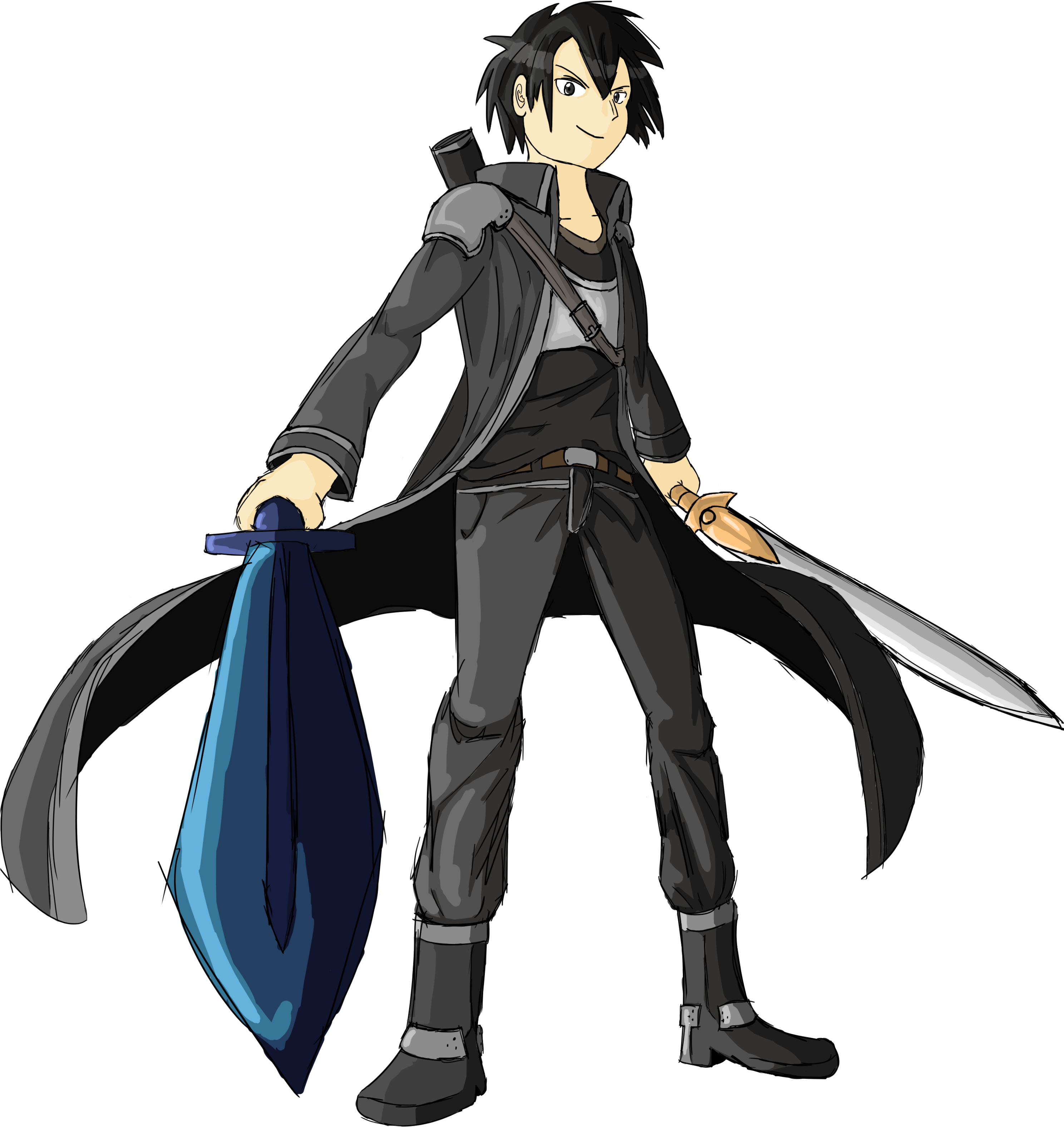 A Little Kirito Render I Drew For My Tabletop Sao Game - Cartoon (2975x3850), Png Download