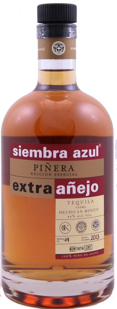 Siembra Azul Piñera - Glass Bottle (388x1024), Png Download