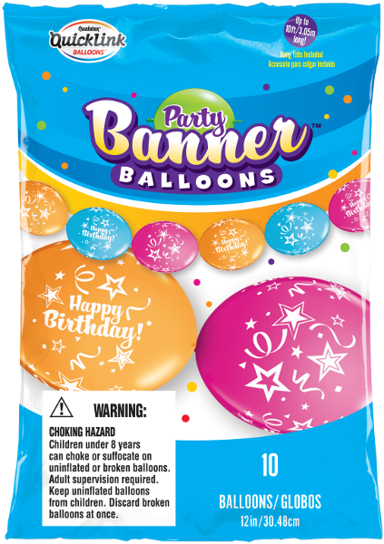 Party Banner Happy Birthday - Qualatex Banner Balloons (423x600), Png Download