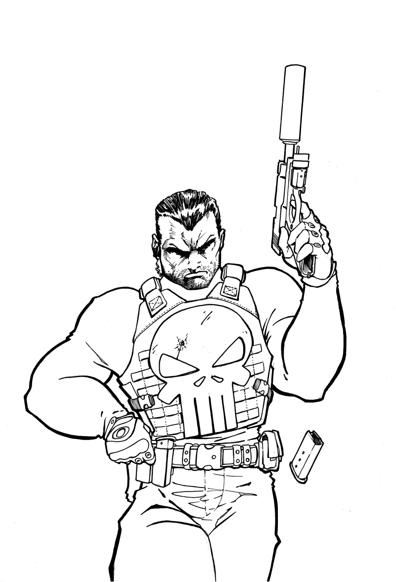 Punisher Low Res - Cartoon (800x1193), Png Download