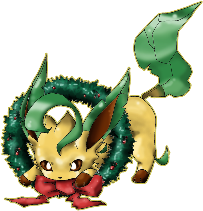 Img 3280263 1 Christmas Leafeon By Hajim - Christmas Leafeon (900x802), Png Download