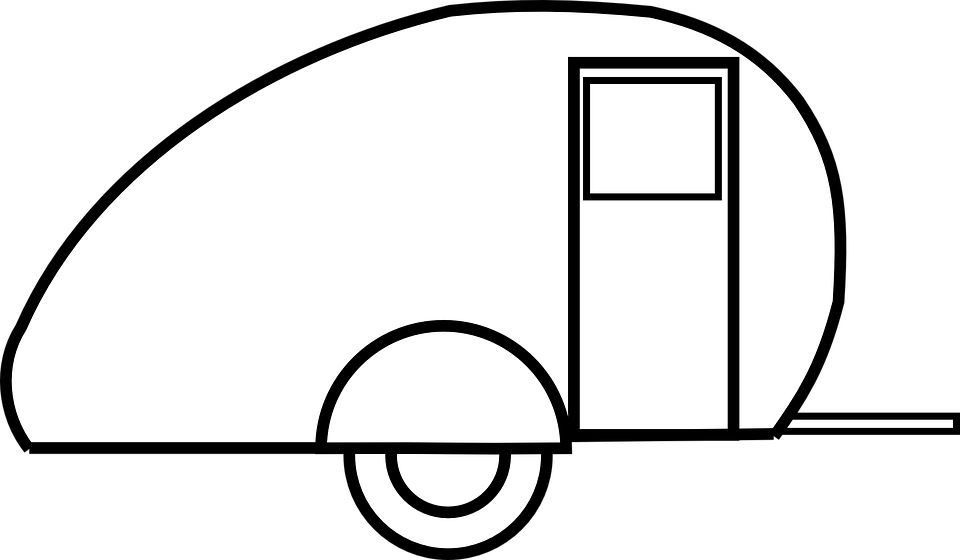 Vector Camper Black And White (960x560), Png Download