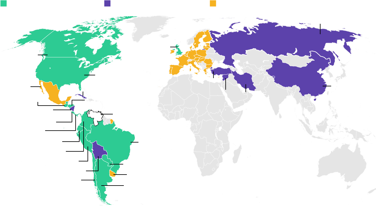 Waning Support - Countries That Support Maduro (1240x688), Png Download